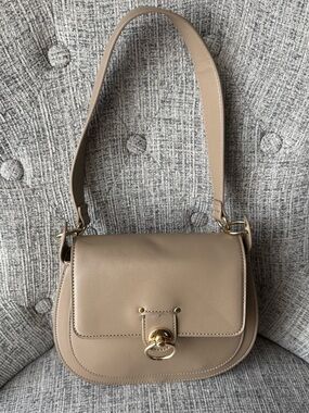 Badgley Mischka Taupe Crossbody with Gold Ring Hardware